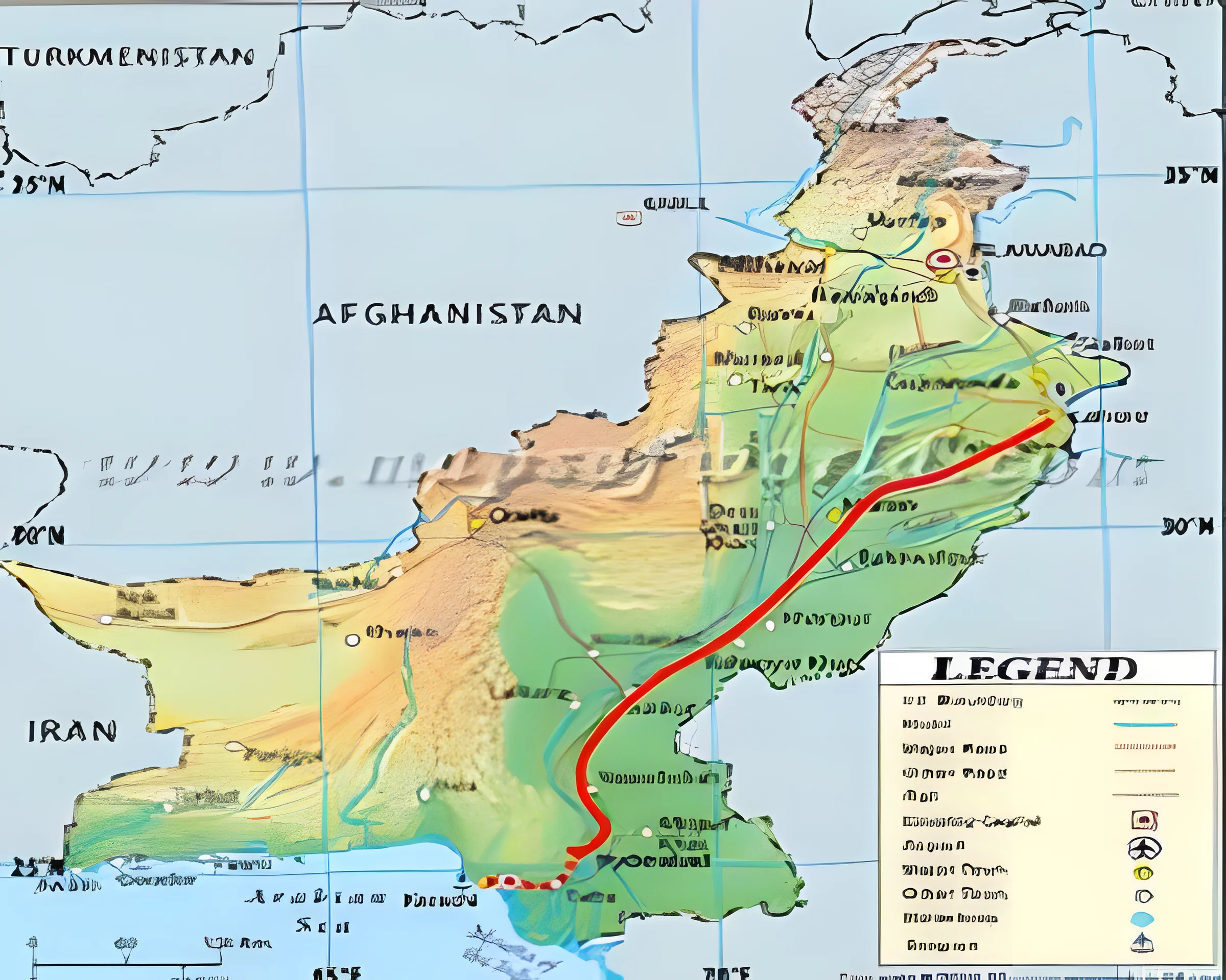 Map of Pakistan with the motorway alignment