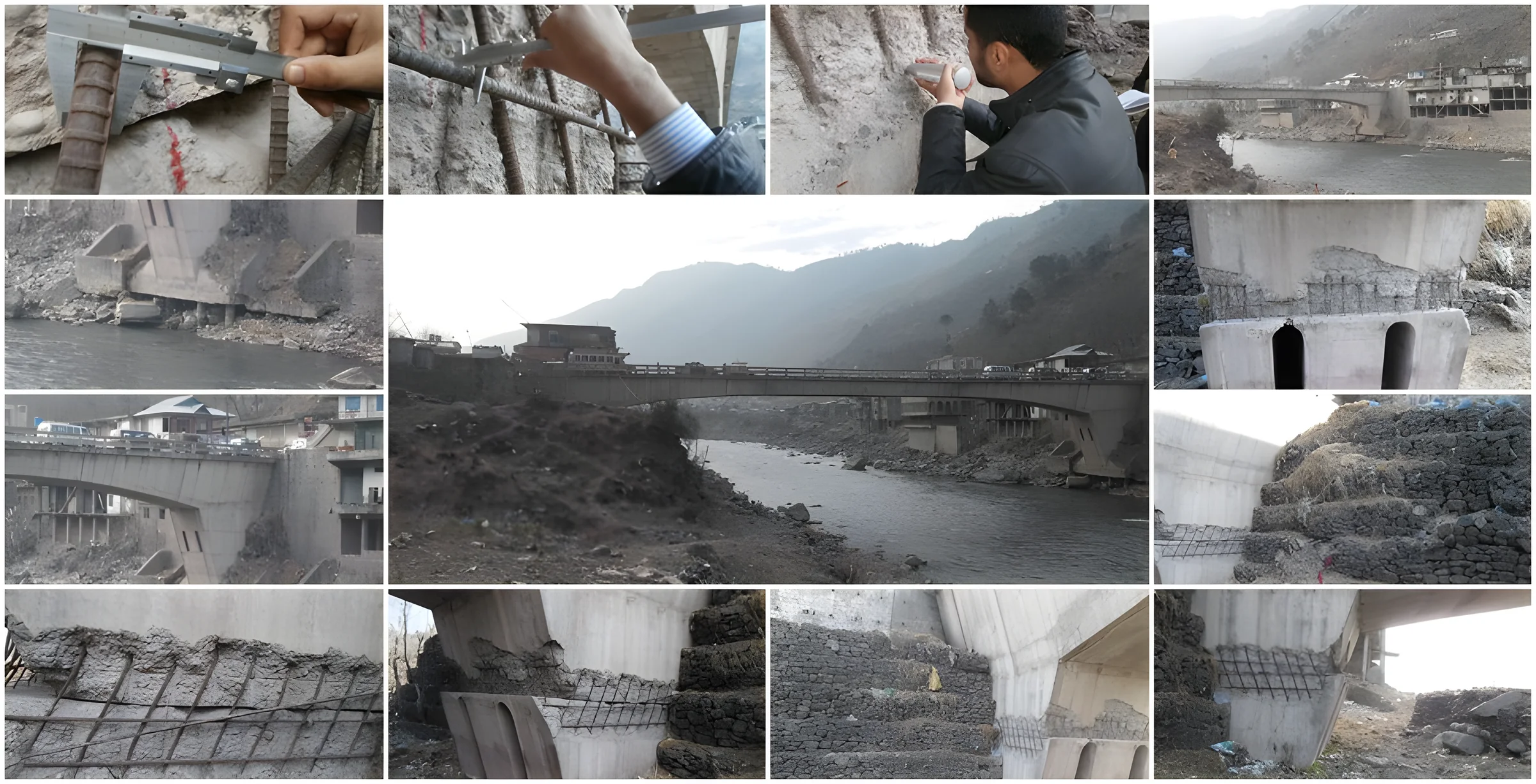 Inspection photographs of the damaged Ghulam Abbas Bridge