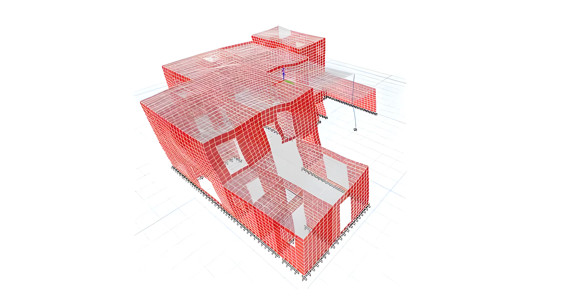 Finite-element model with stress contours