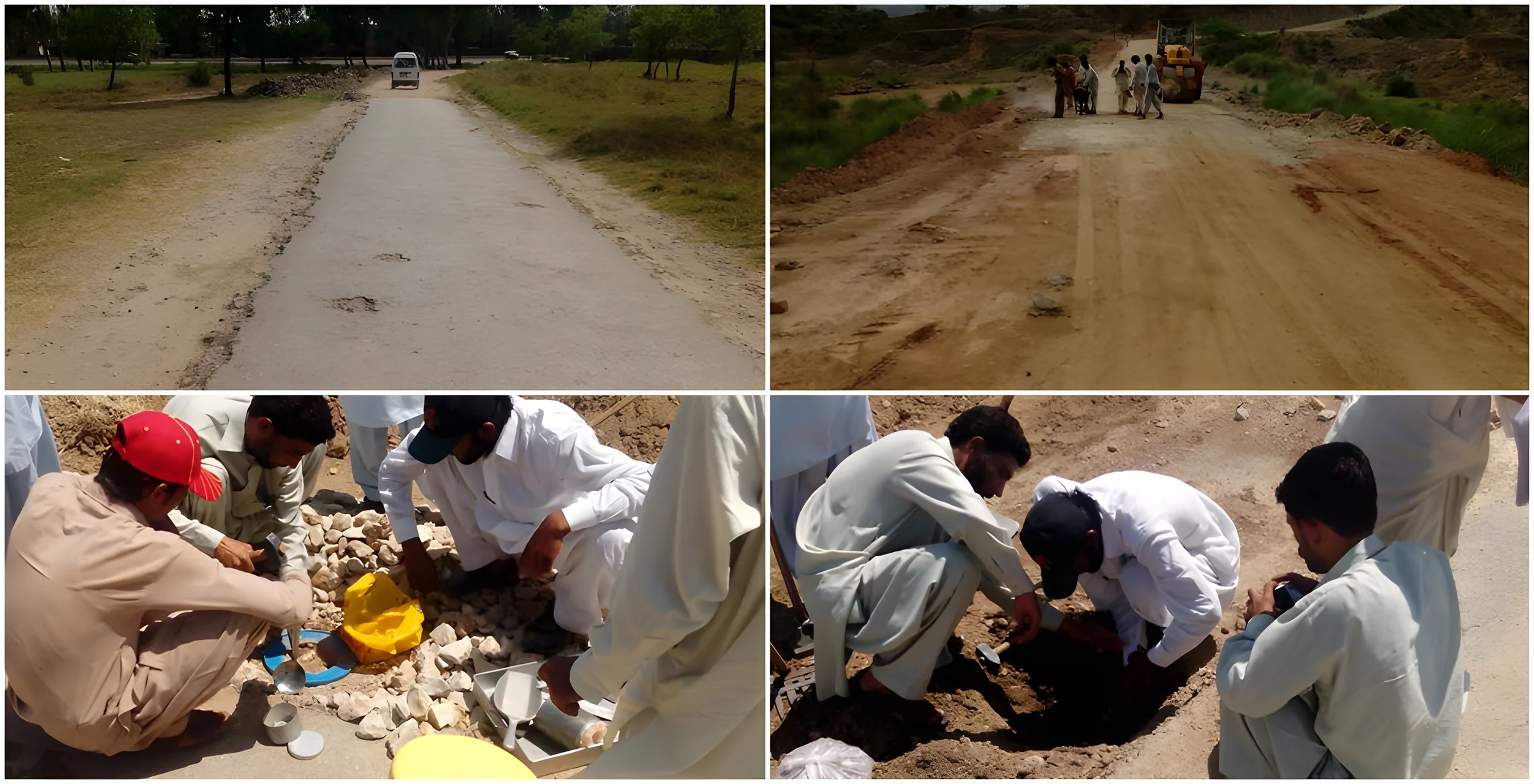 Engineers testing road base material on site